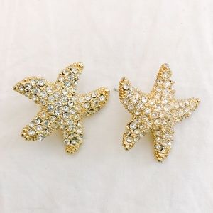 Gold & Pave Crystal Starfish Earrings